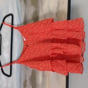 NWT XS Sienna Sky Boho Flowy Bright Orange Summer Tank / Cami Top